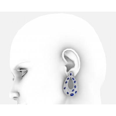 Vanessa Cabachon Sapphire & Diamond Earrings
